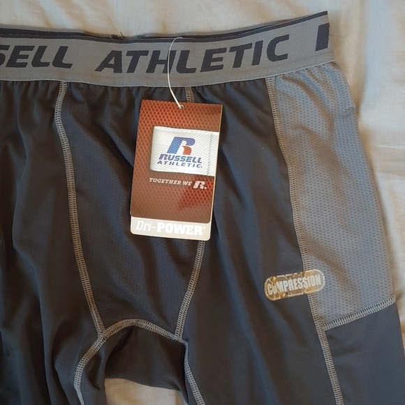 NWT Russell Athletic Compression Leggings, Men's Size L, Black/Grey - Picture 8 of 10